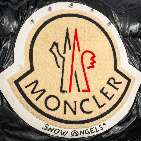Moncler 8 Palm Angels Tim Black Shiny Logo-Patch Puffer - Picture 10 of 16